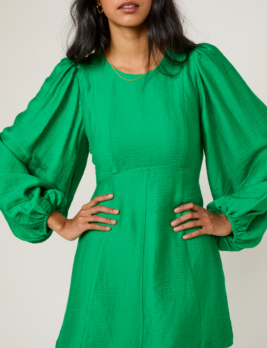 slim fit dress slacks Green Ruched Long Sleeve Mini Dress – AX Paris main image 1